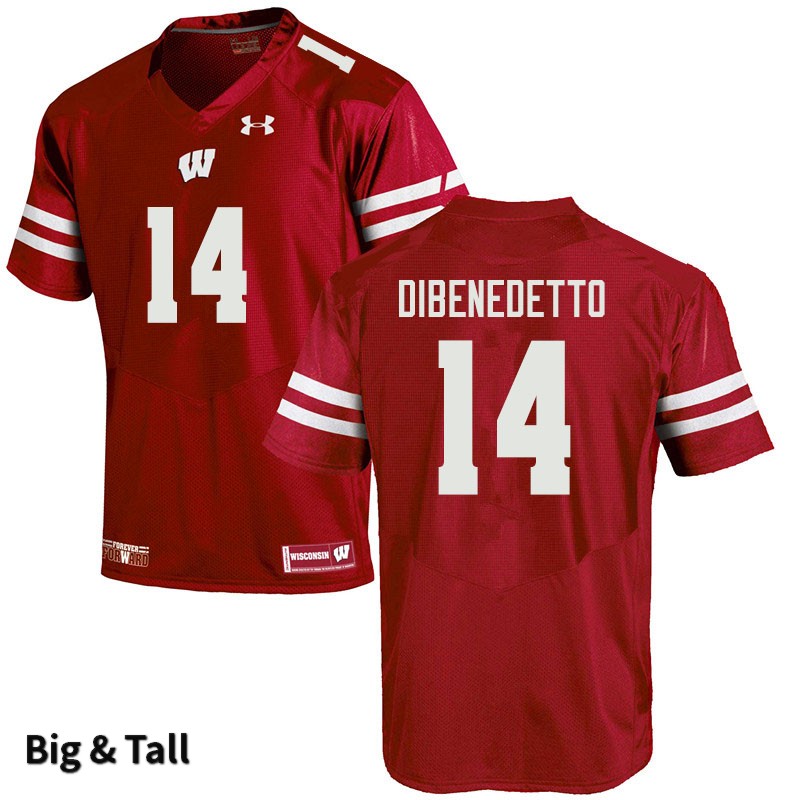 Wisconsin Badgers Men's #14 Jordan DiBenedetto NCAA Under Armour Authentic Red Big & Tall College Stitched Football Jersey YP40V61VO